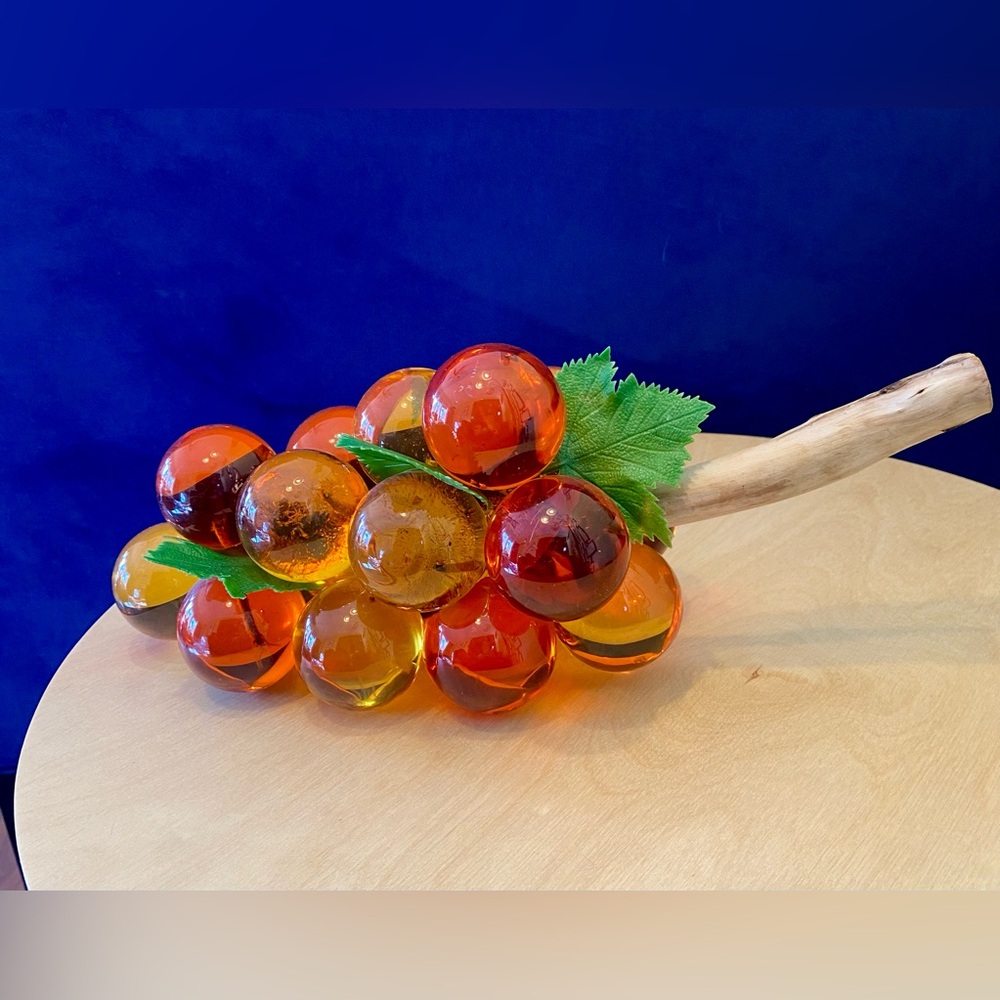 MCM Lucite Acrylic Orange/Amber Grape Cluster.